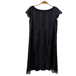 Black Sequin Dress Party Cocktail‎ Midi Dress Evening Occasion Flapper Size 6